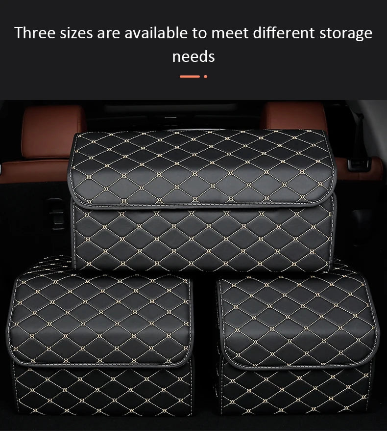 Car Trunk Organizer Box Collapsible Car Trunk Storage Organizer Large Capacity Auto Multiuse Tools Storage Bag Tidying Leather