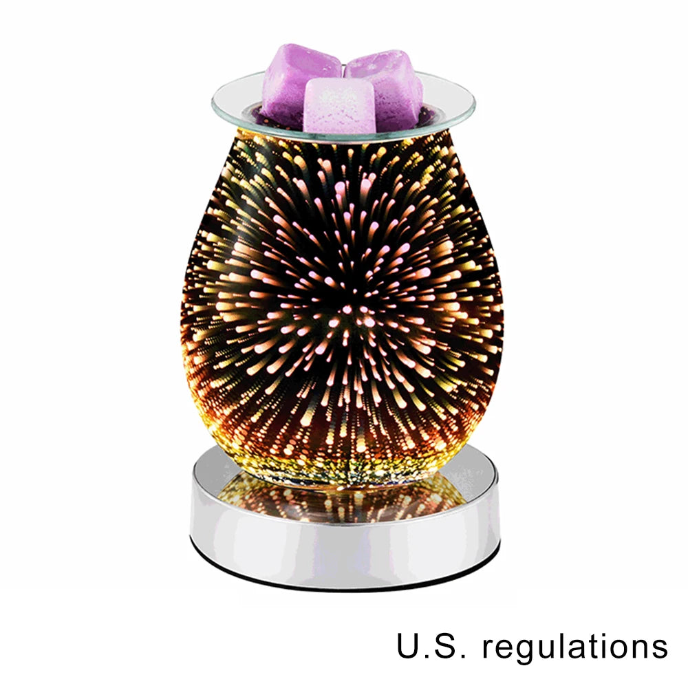 3D Fireworks Effect Touch Aromatherapy Machine Electric Wax Melter Smokeless Aroma Lamp Essential Oil Burner Aroma Accessories