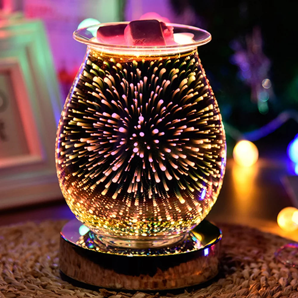 3D Fireworks Effect Touch Aromatherapy Machine Electric Wax Melter Smokeless Aroma Lamp Essential Oil Burner Aroma Accessories