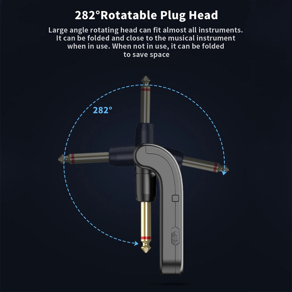 2.4GHz Wireless Guitar System Rechargeable Audio Transmitter & Receiver 4 Channels 30m Transmission Double-end Charging Cable