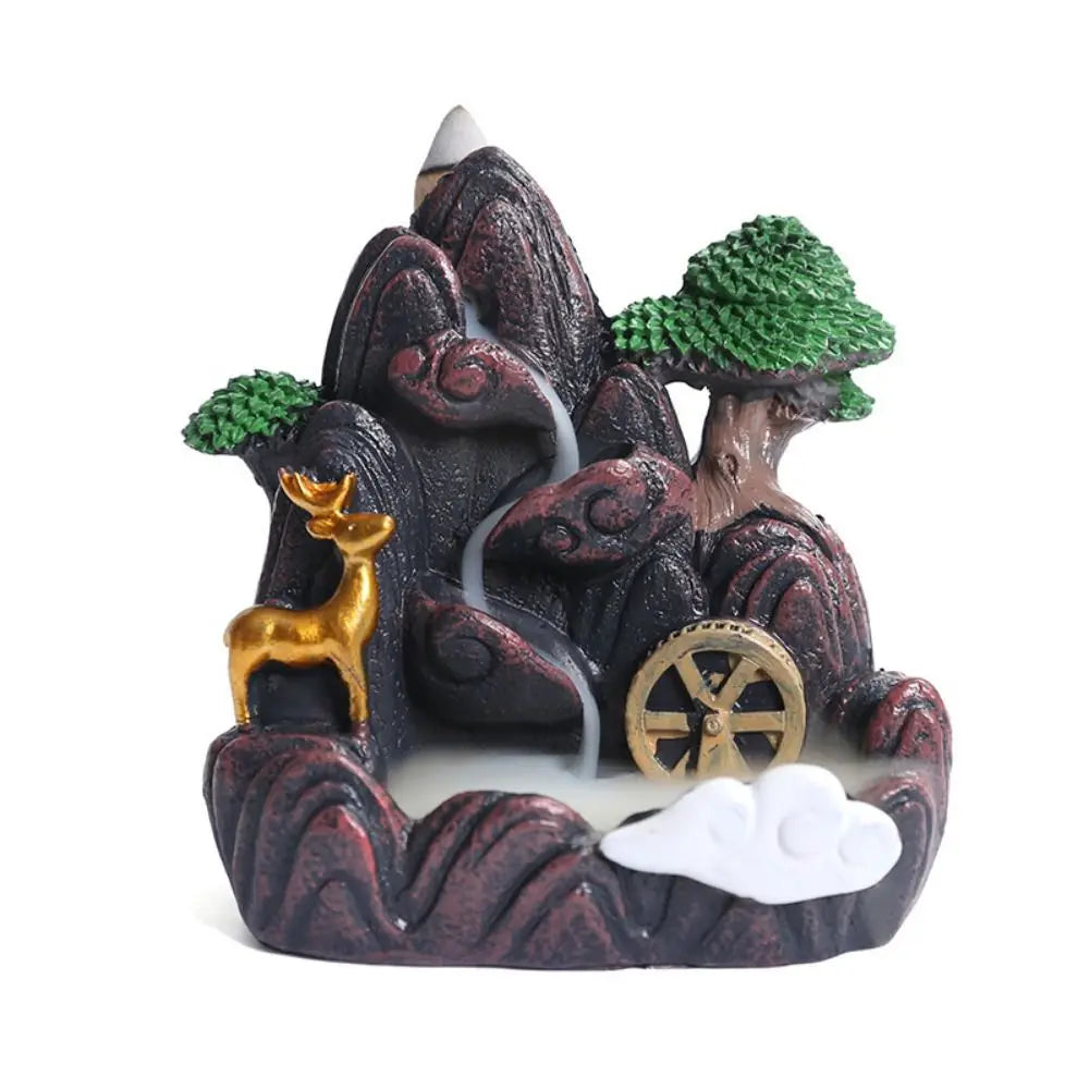 Waterfall Incense Burners,Backflow Incense Holder,Fountain Backflow Incense Cones For Home Office Decor,Resin Gift