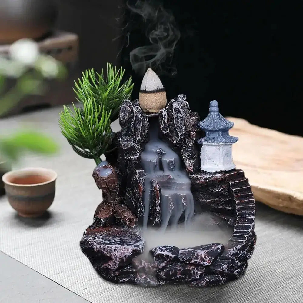 Waterfall Incense Burners,Backflow Incense Holder,Fountain Backflow Incense Cones For Home Office Decor,Resin Gift