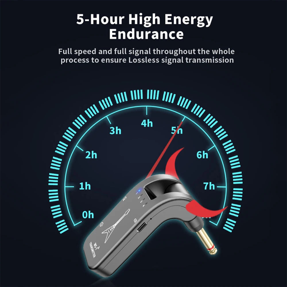2.4GHz Wireless Guitar System Rechargeable Audio Transmitter & Receiver 4 Channels 30m Transmission Double-end Charging Cable