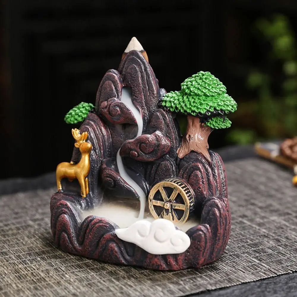 Waterfall Incense Burners,Backflow Incense Holder,Fountain Backflow Incense Cones For Home Office Decor,Resin Gift